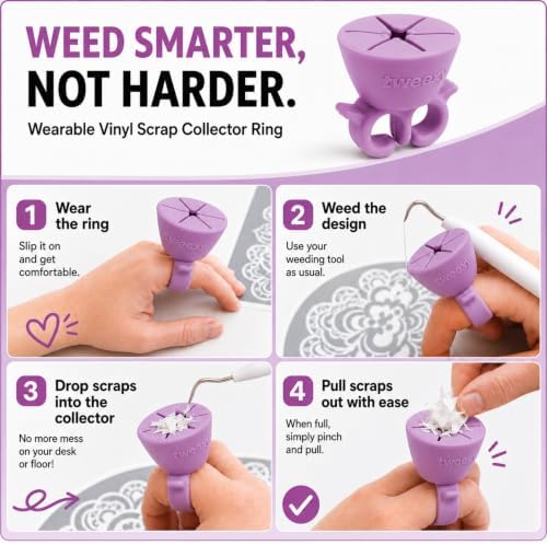 tweexy Wearable Vinyl Weeding Scrap Collector Ring for HTV Crafts – Lavender