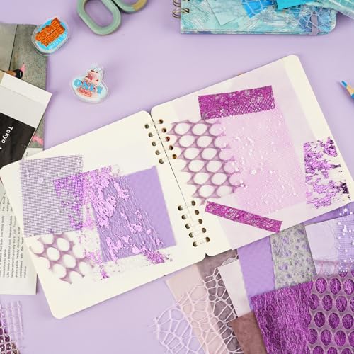 160 Sheets Textured Scrapbook Paper and Mesh Fabric Assorted Set