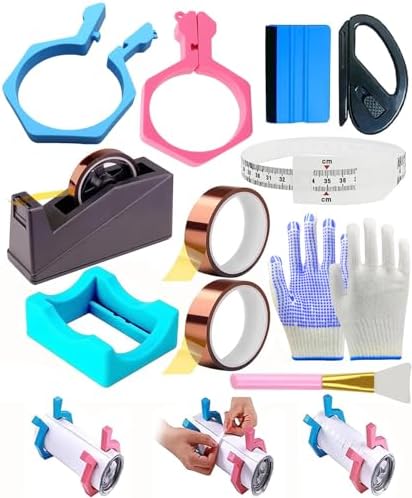 Majreey Sublimation Blanks Tumbler Clamp Tool, for 20 Oz Sublimation Blanks, Heat Resistant Gloves, Heat Tape Sublimation, Heat Tape Dispenser Sublimation Kit, Tumbler Clamp Clamp (Blue,Pink)