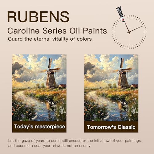 rubens Oil Paint Set 2oz 15 Colors Caroline Oil Paint for Canvas(Series C) | Professional Oil Paints with Thicker Creamy Texture, High Saturation, Large Tubes Art Supplies for Adult, Artists, Beginners