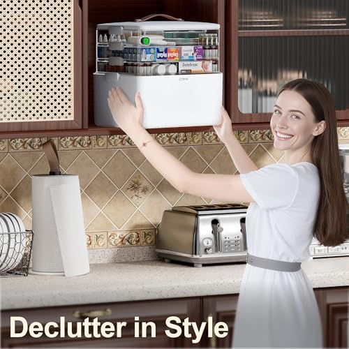CTIME 4-Tier Medicine Organizer - Portable Medicine Cabinet with Handle