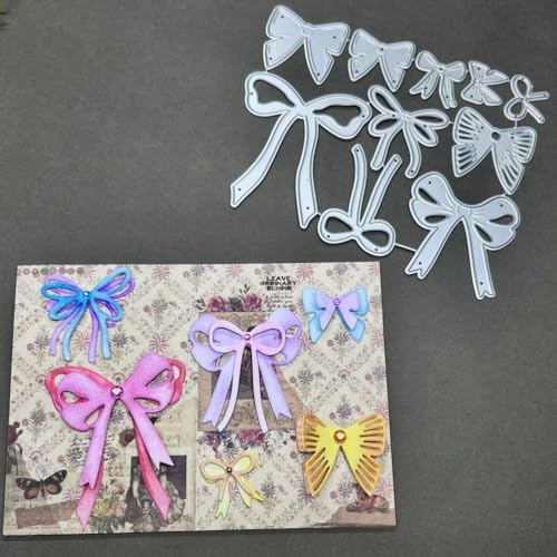 Cutting Dies Metal Stencils Scrapbooking Tools DIY Embossing Template for Paper Card Making Album Arts Crafts Supplies (Bow Tie Set-12.4x10.2cm)