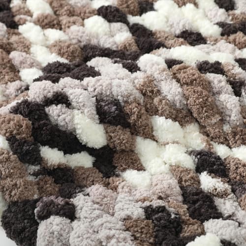 Chunky Chenille Yarn - Bulky Thick Fluffy Yarn for Crocheting and Knitting Blankets, Soft Plush Yarn, 8 Jumbo Pack 30.5 (Coffee Truffle)