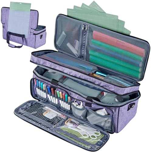 HOMEST Double Layer Carrying Case with Mat Pocket for Cricut and Tools