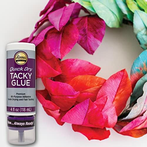 Aleene's Quick Dry Tacky Glue for Crafts in Always Ready Bottle, Nontoxic, Dries Extra Fast and Clear, 4 fl oz