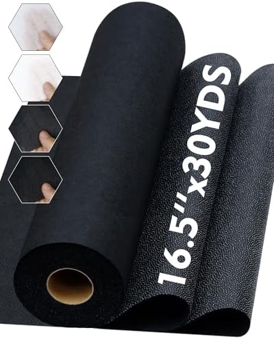 PLANTIONAL Medium Weight Black Iron-On Non-Woven Fusible Interfacing: 16.5" x 30yds Medium Weight Non-Woven Interfacing Iron On Polyester Single-Sided Interfacing for DIY Crafts Supplies