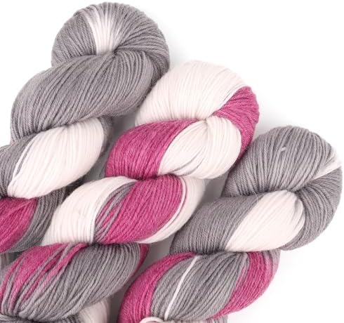 Katech 3 Pack Wool Yarn for Crocheting-Sock Yarn for Knitting-Magenta