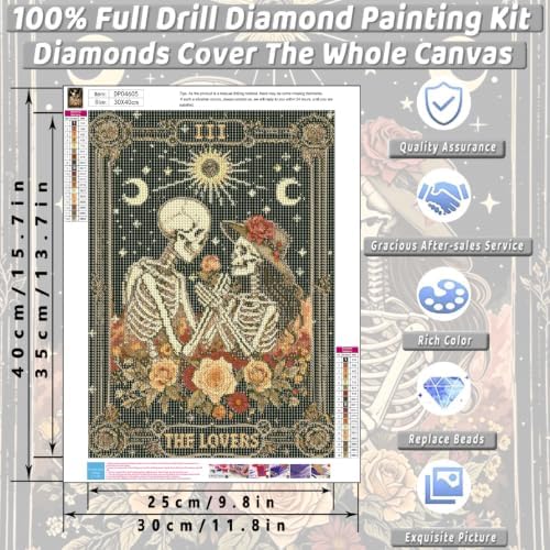KICHANG Skull Diamond Art Kits for Adult Diamond Painting Kit for Beginner