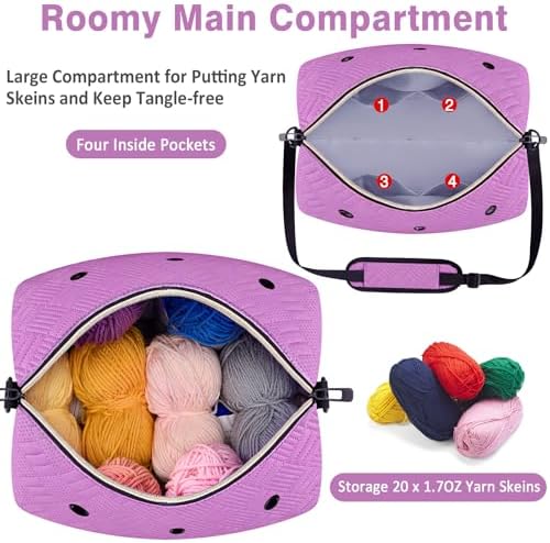 IBFUN Crochet Yarn Knitting Bag Organizer for Knit Accessories Hooks