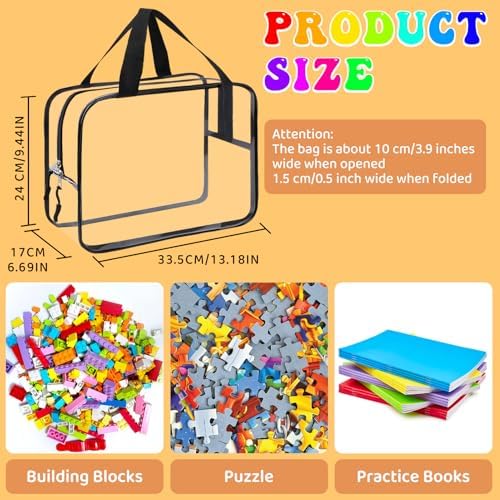 8 Packs XL Toy Storage Bags, Reusable Clear PVC Board Game Storage, Toy Storage Organizer Bags with Zipper for Building Blocks, Puzzle and Handmade Accessories, Clear Toiletry Bag