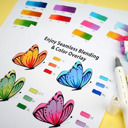 SFAIH 169 Alcohol Markers for Coloring, Brush & Fine Tip Art Set | Faux Leather Case with Strap, Zip Pocket & Lining, Premium Quality, Quick-Dry, No Bleed, Blendable, Adult Coloring, Illustrat