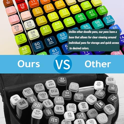 Alcohol Markers 120 Colors with Base Dual Tip Art Drawing Markers | for Anime Sketch Illustrations - Refillable