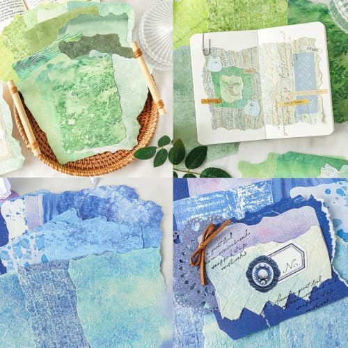 48 Sheets Textured Scrapbook Paper, Vintage Decorative Materials Embossed Rice Decoupage Paper Mixed Media for Scrapbooking Supplies Junk Journaling Cards Making Collage DIY Craft Gifts, 5.51x3.94in