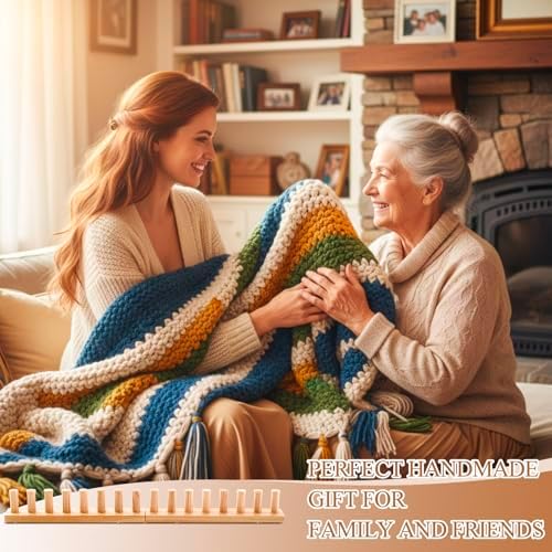 Novabright 28" Chunky Knitting Loom, Foldable Chunky Yarn Loom Adjustable DIY Blanket Knitting kit for DIY Scarves, Pillows, Home Decor, Yarn Craft, Beginner, Portable Hand Weaving Kit