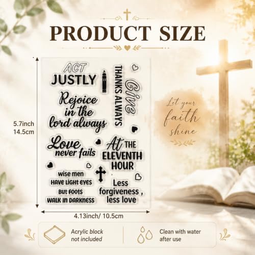 Outus 4 Pcs Clear Sentiment Stamps for Crafts, Silicone Words,Classic | Blessing Set for Card Making Scrapbooking, Photo Album Decoration, Acrylic Block Compatible, DIY Sentiments Phrases Design