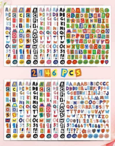 2746pcs Scrapbook Letter Stickers, Vintage Junk Journal Sticker, Small Ransom Numbers Stickers for Scrapbooking Supplies Junk Journal Journaling Laptop Water Bottle DIY Crafts (20)