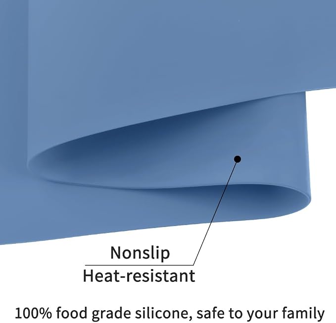 Extra Large Silicone Craft Mat for Kids, Large Silicone Sheet for Crafts, Kitchen Non-Stick Baking Mat Blue Gray, Heat Resistant Countertop Mat, Waterproof Placemat, Multipurpose Mat 24''x16''