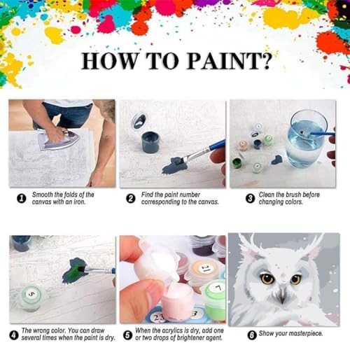 EIBEILI White Owl Paint by Numbers Kit for Adults Beginner,Plum Blossom Adult Paint by Number Kits on Canvas,Easy Canvas Paint by Numbers for Adults for Home Wall Decoration 12 X 16 inch