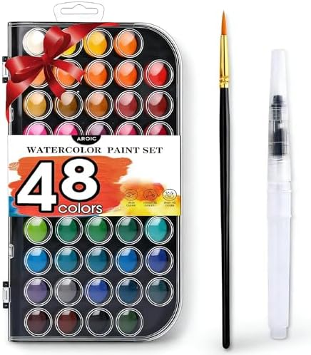 AROIC 48 Colors Watercolor Paint,Washable WaterColor Paint Set