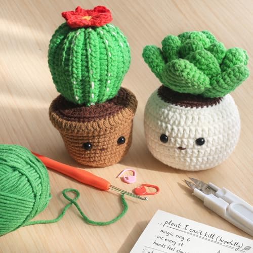 Crochet Kits for Adults Beginner Crochet Plant Kit with Video Tutorials, 6P