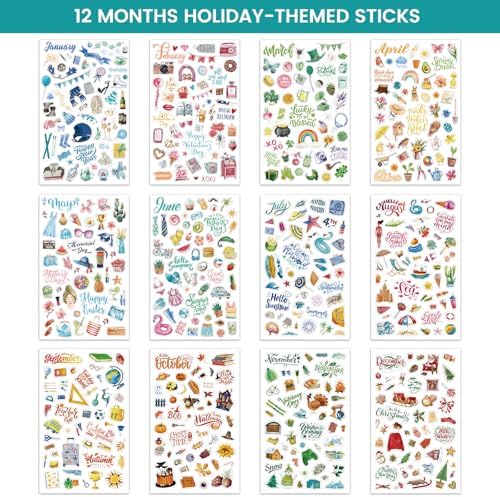Planner Stickers - 12 Monthly Calendar Stickers for Celebrations