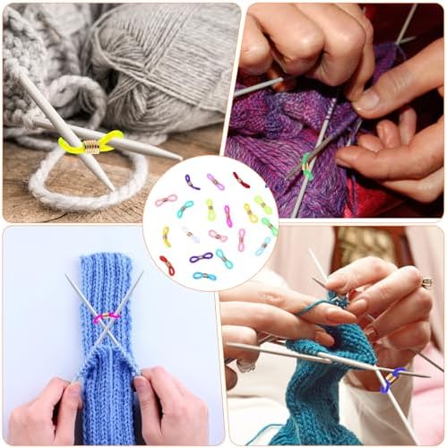 DIVINA VITAE 40 PCS Knitting Needle Stoppers Knitting Needle Hugger Needle Minder Knitting Tools Stitch Stoppers for Knitting Needles Prevent Slipping Off Stitch
