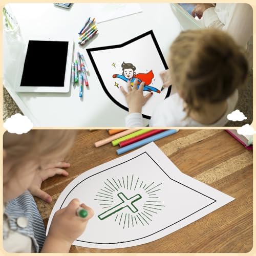 TANEMUDO 84 Pcs Blank Paper Shields with Handles DIY Craft Cardboard Shields for Decorate Party Play Castle Activities Gift