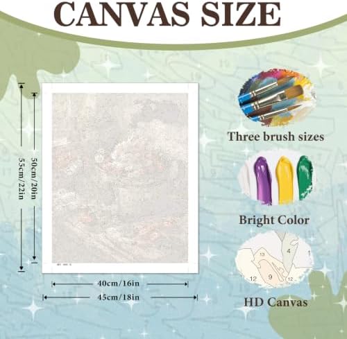 Amaieuin Paint by Numbers Kit for Adults,Canvas Paint by Numbers for Adults,Paint by Numbers Adult DIY Flower Painting Kit for Relax Gifts and Home Wall 20x16in