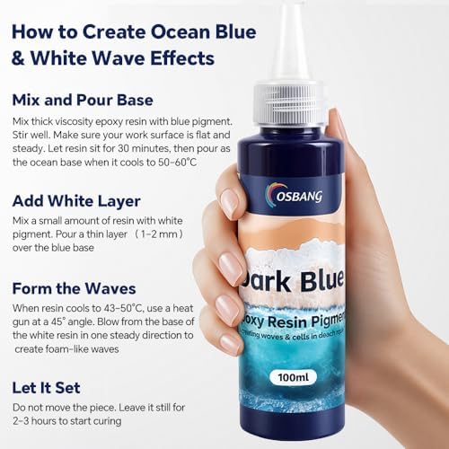 Dark Blue Epoxy Resin Pigment 100ml/3.4 fl.oz, High Concentration Liquid Colorant for Resin Art, Ideal for Creating Waves, Cells, and Unique Ocean DIY Crafts