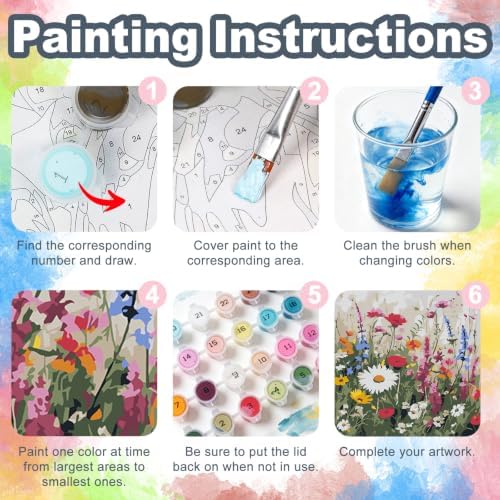 Kalonyth Flowers Framed Paint by Numbers Kit for Adults Beginner 10x10 inch