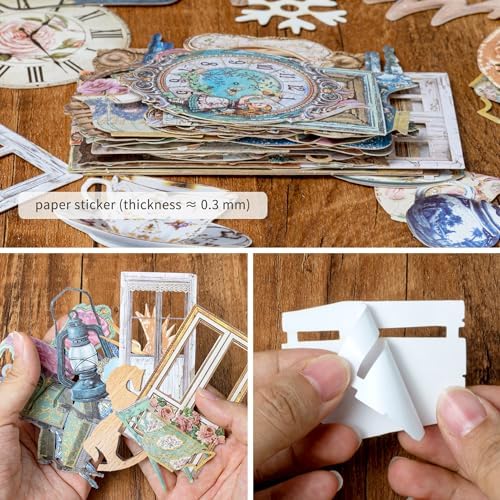 Mayplous 2-Pack Vintage Scrapbook Sticker Set – Sewing Themed Die-Cut Decal & Journal Stickers with Cord, Bowknot & Button for Junk Journals, Handicrafts & Decoupage (Michelle)