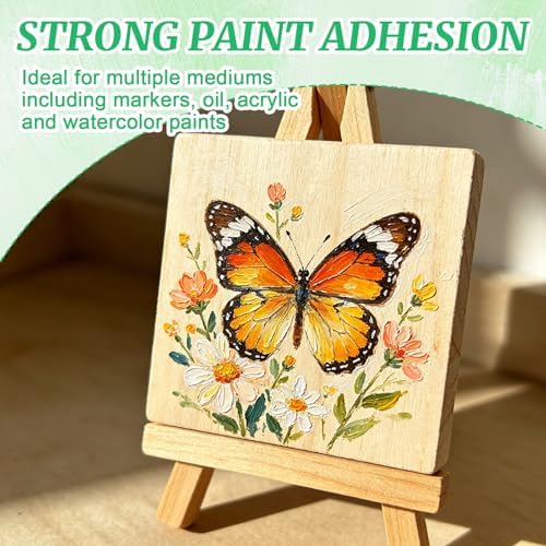ESRICH 4x4 Inch Wood Panels, 9 Pack Square Craft Wood Canvas Boards, Blank Unfinished Wooden Art Board for DIY Art Creations Such as Painting, Acrylic Pouring, Resin, Burning, Collage, etc.