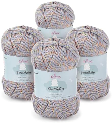 GentleBliss DK Acrylic Soft Baby Yarn, 4-Pack (880Yds/400G), Mountain Gray
