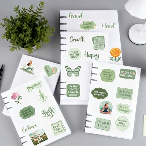 50 Pcs Vision Board Stickers for Women, Positive Affirmation Stickers for Vision Board Supplies Kit, Inspirational Quote Journey Decal Sticker for Adults Teens Planner Accessories (Green)