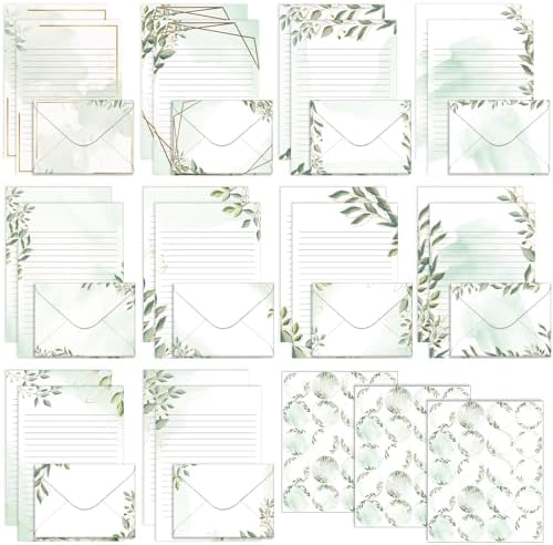 TaoBary 160 Pcs Eucalyptus Stationery Paper and Envelopes Set