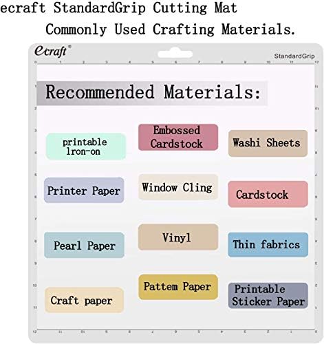 Ecraft 12x12 Cutting Mat 5-Pack for Silhouette Cameo 5/4/3/2/1, Variety Grip (StrongGrip, StandardGrip, LightGrip), Gridded Non-Slip Replacement Mats for Crafts, Quilting & Sewing