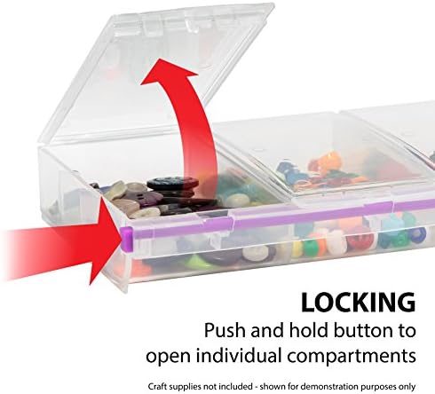 Craft Mates Bead Organizer, 4 Locking Compartments, Plastic Storage (2XL)