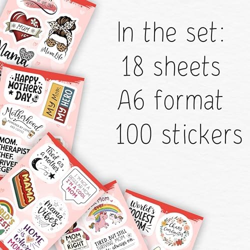 100Pcs Funny Mom Stickers for Water Bottle, Laptop, Phone - Funny Gifts for Mom - Mother Stickers and Decals - Gift for Women & Men