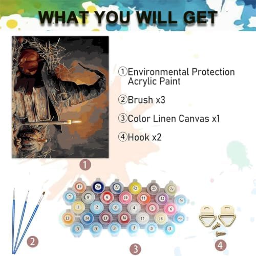 Halloween Paint by Numbers Kit for Adults,Magic Hat Paint by Number