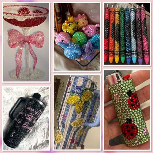 Resin Jelly Rhinestones for Bedazzling, EARLMONI Multi Colord Bedazzler Kit with 15ml B7000 Jewelry Glue Rhinestone Pen Tool for Clothes Nail Art (40 Colors, 3MM)