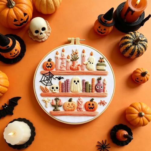 RUIQLXHANG Halloween Ghost Reading Embroidery Kit for Beginners