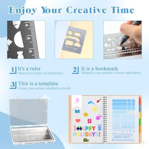 8 Pcs Metal Journal Stencils, Stainless Steel Planner Templates