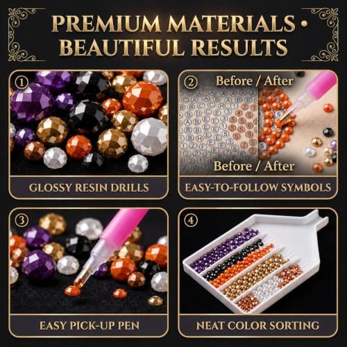 Halloween Diamond Art Kits for Adults, Pearl Art Kits for Adults Fall Theme