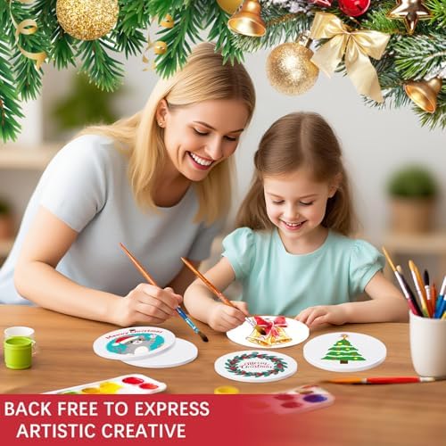 50 PCS Ceramic Sublimation Ornament Blanks Bulk 3 Inch White Round Crafts DIY Personalized Printed Home Porcelain Paintable Christmas Decorations