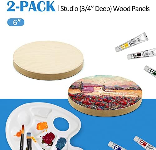 Falling in Art 2 Pack 6'' Unfinished Round Birch Wood Panels for Painting