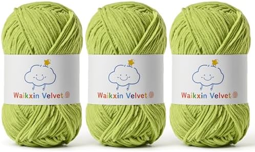 3 Pack Fluffy Chenille Yarn for Crocheting，Baby Yarn for Crocheting Soft，150g/5.28oz Velvet Amigurumi Yarn ，Fingering Weight Yarns for Crocheting Baby Blankets、DIY Craft.(3 Lime Green)