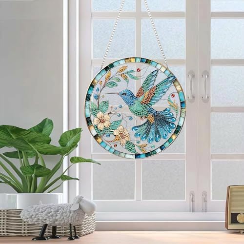 AIBOERL Hummingbird Diamond Art Kits for Adults, Acrylic Hanging Suncatcher