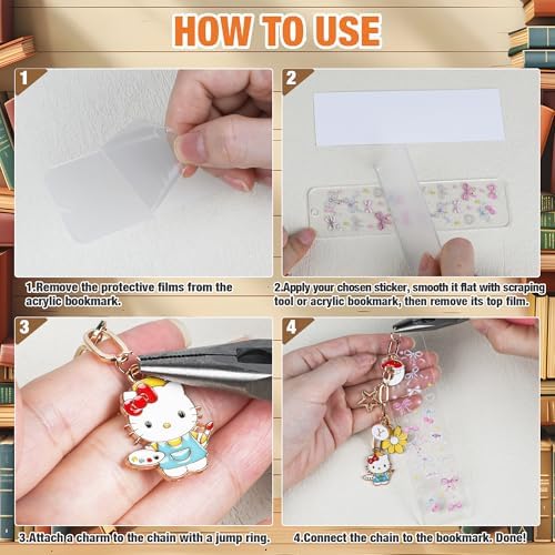 388 Pcs Bow Acrylic Bookmark Blanks(2mm) Thicken 20 DIY Bookmark Making 22 Bow UV DTF Sticker 126 Charms 20 Extender Chains and 200 Jump Ring Suitable for DIY Crafts Gifts
