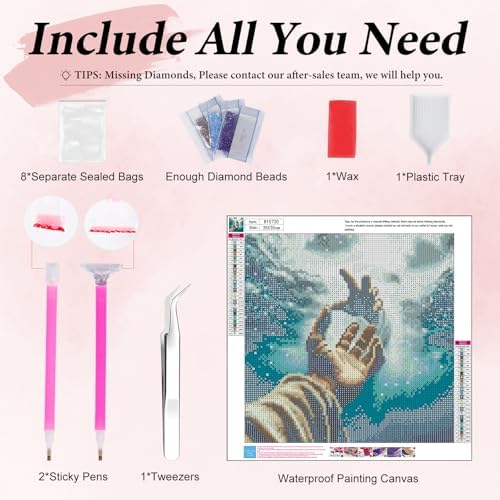 Yezavesu Jesus Diamond Art Kits for Adults Beginners 14x14 Inch | Inspiring Faith Diamond Painting Kit, DIY 5D Full Round Drill Gem Art, Stress Relief Craft Kits, Home Wall Decor Gift