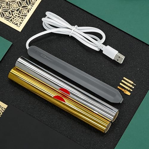 Foil Pen USB Heat | Foil Embossing Tool, with 4 Size Metal and Storage Box, Foils Quill Pens Kit, Hot Foiling Pen for Card Making Scrapbooking Tools